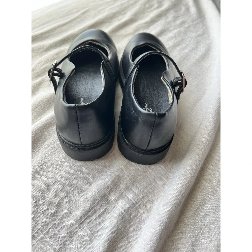 Dominique Nicole Girls Black Mary Jane Lug Sole Shoes Size 1 Youth Cute Clean